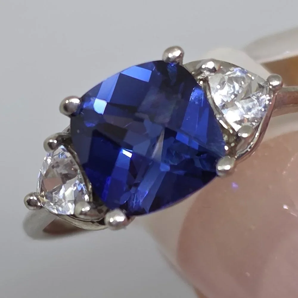 EMA Sterling Silver blue solitaire